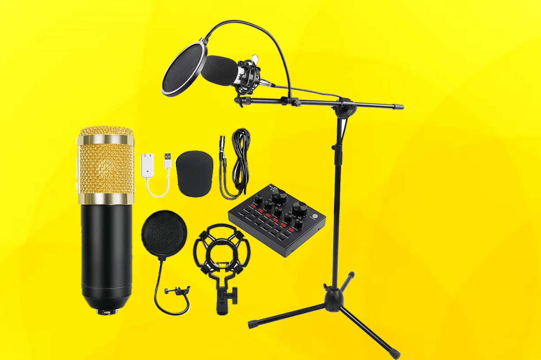 Techtest Mic Stand for Studio Recording Singing Video Floor